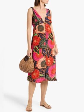 FARM Rio Vintage Garden sleeveless midi dress 
size L NWT $220